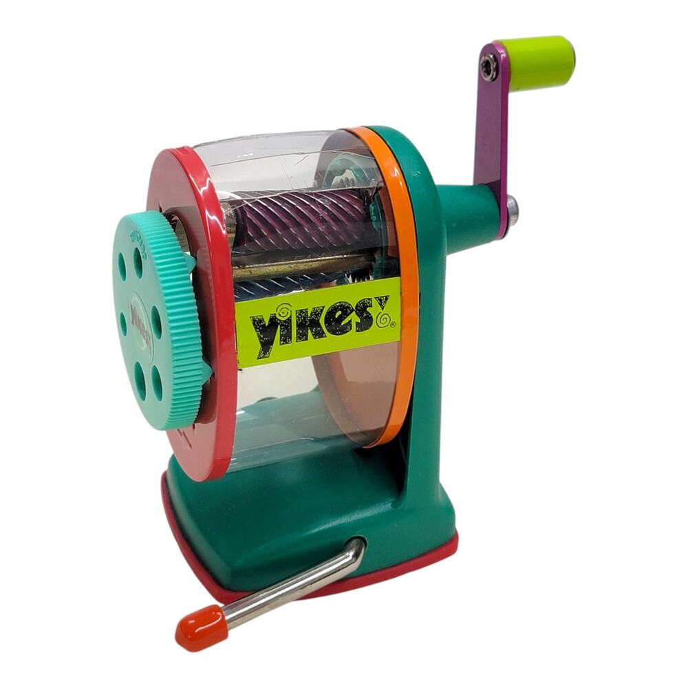 Vintage 90s Yikes Pencil Sharpener Hand Crank Rotary Suction Desk Berol Neon
